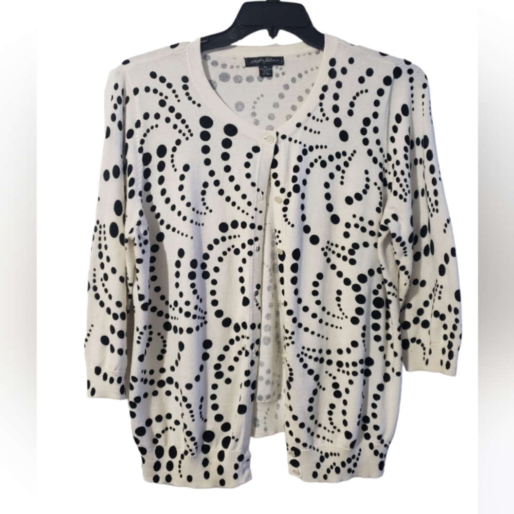 Designers Originals Ivory/ Off White with Black Dots in a Swirl Pattern, Size XL
